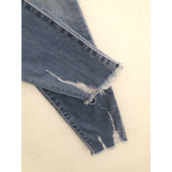 FRAME Le Skinny Alderman Jeans Women’s 27x28 Blue Distressed Raw Hem Stretch - Picture 5 of 9